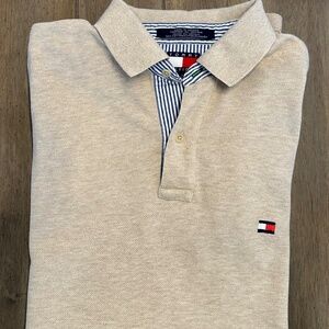 Tommy Hilfiger Men’s Tan Pique Cotton Polo Shirt L Classic Fit